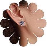 Allereyae Vintage Sapphire Flower Earrings Crystal Sapphire Earrings Blue Flower Stud Earrings Flower Sapphire Stud Earrings Jewelry for Women