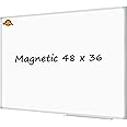 Lockways White Board 48 x 36 Inch | Magnetic Dry Erase Board, Silver Aluminium Frame