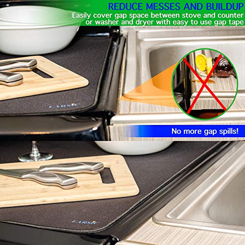 Larsic Stove Cover - Protects Electric Stove Washer Dryer Top. Anti-Slip Coating Waterproof Stove Gap Foldable Prevent Scratching, Expands Usable Space (24X21, Black) - Thumbnail 7