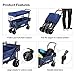 ENKEEO Collapsible Push Wagon Folding Beach Cart Utility Pull Garden Wagon with Removable Canopy, Large Wheels and Tilting Handle for Camping Picnic Park Sporting Events Concerts Shopping (Navy)