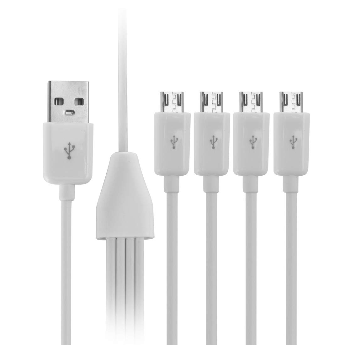 baolongking USB to Micro USB Splitter Cable, 4 in 1 USB 2.0 A Male to Three Micro USB Male 1 to 4 Sync Charging Cable Adapter Cord 50cm (White)