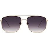SOJOS Trendy Square Aviator Sunglasses for Women Men, Gold Frame Light Tint Gradient Shades SJ1176