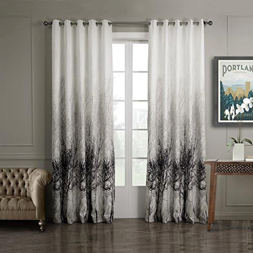 Leyden Grommet Top Modern Winter Forest Jacquard Curtain Drapes Panel -42Wx96 L Multi Sizes(One Panel)