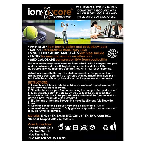 ionocore® Tennis Elbow Strap Golf & Tennis Arm Support Brace with