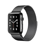 Lelong Apple Watch Band,Milanese Loop Fully Magnetic Clasp Stainless Steel Mesh iWatch Band for Apple Watch Series 3 Series 2 Series 1 Sport & Edition- 42mm Black