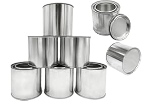Esamploe 8 Pack Empty Metal Paint Cans with Lids(1/2 Pint Size),Paint Storage Containers for Leftover Paint,1 Cup Capacity Touch Up Paint Containers,Tiny Empty Unlined Pint Paint Pails