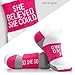 Gone For a Run Inspirational Ankle Socks for Women - Affirmation - Fun Running Socks - Runners Gifts & Motivation - She Believed She Could (Fuchsia)