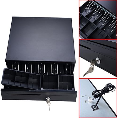 Cash Drawer Box Works Compatible Epson/Star POS Printers w/5Bill &amp;5Coin Tray
