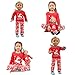 Girls Matching Doll&toddler Deer 4 Piece long cotton Christmas Pajamas Kids Pjs size8t