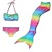 Anbaby Girl's 3 Pcs Mermaid Tail Swimwear Children Mermaid Clothing Cosplay Bikini Swimsuit Rainbow Style2 120CM