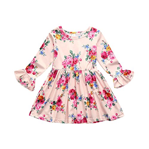 ❤️Baby Dress,Hot New Fashion 2018 Neartime Newborn Toddler Infant Kids
Girls Dress Floral Print Sun Dresses Clothes Outfits (0-2T, Pink)