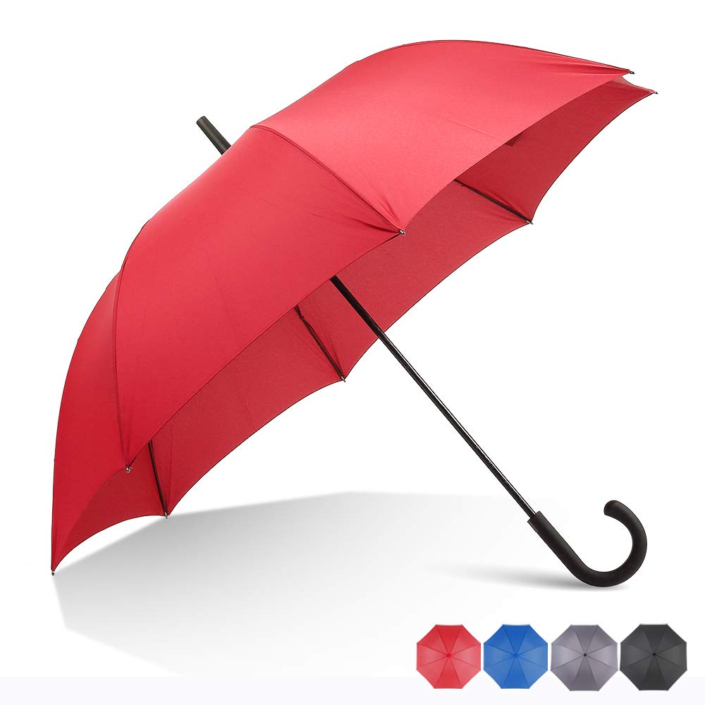 RUMBRELLA Stick Umbrella Large Windproof Umbrellas 54IN Auto Open with J Hook Handle and Patent No Rivet Connector