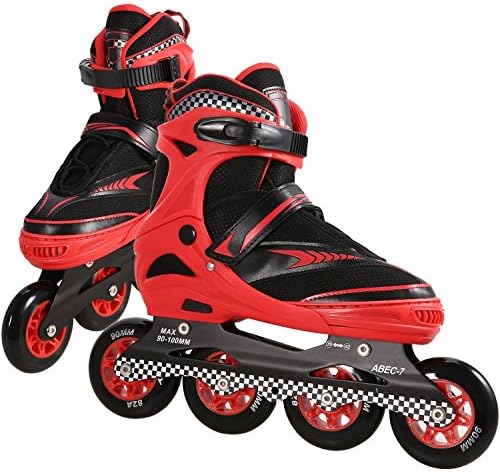Inline Skates Roller Blades, New Unisex Integral Steel and Plastic Indoor Outdoor Roller Children Tracer Adjustable Inline Skate Roller Blades for Boys Girls Women Kids Teenagers