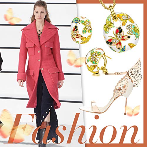 Kami Idea Donna Set di Gioielli Collana Orecchini Primavera di Versailles Smalto a Farfalla Cristalli di Preciosa Regali per Le Madri Gioielli per Compleanno Anniversario San Valentino Moglie Nonna
