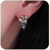 Jugielu Vintage CZ Grape Earrings Purple Crystal Dangle Earrings Purple Grape Drop Earrings Rhinestone Fruit Earrings Green CZ Leaf Stud Earrings Jewelry for Women