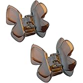 Parcelona French Butterfly Small 1 3/4" Celluloid No Slip Grip Covered Spring Jaw Hair Claw Durable Styling Hair Accessories Women Strong Hold Girls Hair Claw Clips, Made in France (Tortoise Shell)