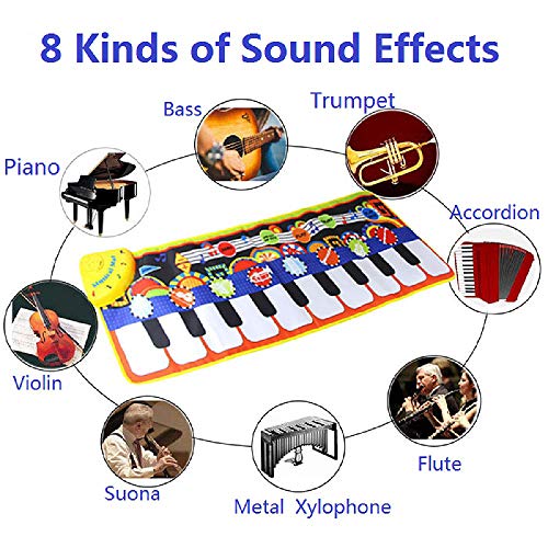 KAREZONINE Piano Mat, Kids Keyboard Mat Playmat Education Toy Birthday Christmas Easter Day Gift for Kids Boys Girls