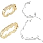 OLYCRAFT 4Pcs 4 Styles Brass Enhancer Shortener Clasps 19mm/25mm Necklace Shortener Clasp Cubic Zirconia Diamond Connector Click Enhancer Pearl Clasps for 6mm Pearl Bead Necklace Jewelry