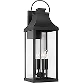 Capital Lighting 946441BK Bradford Clear Glass Outdoor Wall Lantern, 4-Light 240 Total Watts, 27" H x 9" W, Black