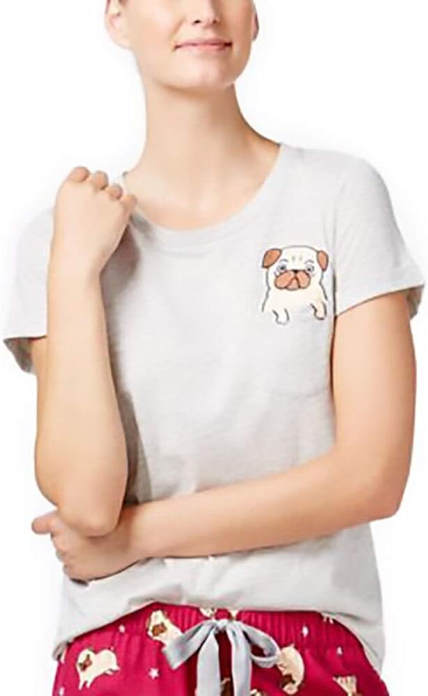 Jenni Pocket Pajama T-Shirt, Created Grey Pug Medium