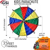 GSi Kids Play Parachute 35 ft with 35 Handles and Carry Bag Multicolor view 6