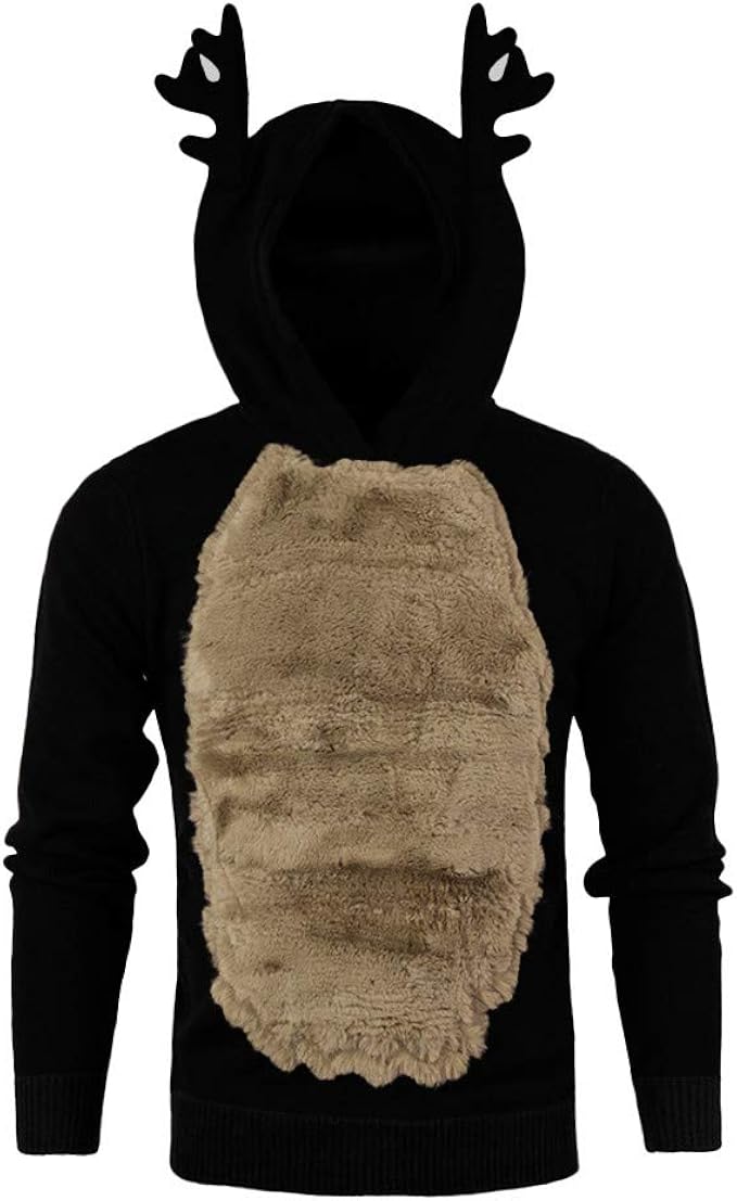 Amazon クリスマスのトップス 三番目の店 男性 クリスマス プリント ロングスリーブ スウェット プルオーバーセーター トップ シャツ クリスマスプレゼント 彼氏 恋人 ブラウス 男 秋 冬 クリスマス トナカイ フード付き クリスマス 3d ブラウス トップ セーター 通販