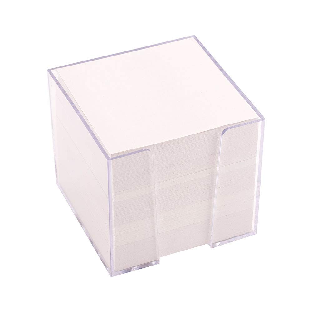 D.RECT Memo Cube Notepad | White, 85mm x 85mm x 80mm, 700 Sheets, Reusable Box, For Short Notes and Reminders, 1 Count