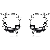 Duck/Black Cat/Pug/Lizard 925 Sterling Silver Hoop Earrings Hypoallergenic Cute Animal Jewelry Gifts for Women