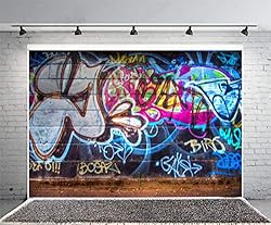 Leowefowa 7X5FT Graffiti Backdrop 80's Hip Hop