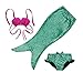 TFJH 3PCS Kids Girls Fancy Princess Swimmable Mermaid Tail Set 3-10Years Colorful