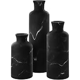 Creative Scents Black Marble Look 3pc Vase Set &ndash; Boho Vases for Decor, Modern Vases for Holding Pampas Grass, Dried/Fresh Flowers, Vases for Living Room - Kitchen, Bedroom, Office, Shelf Decor