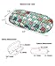 JAVOedge Elephant Print Fabric Covered Clam Shell Style Eyeglass Case, Microfiber Glasses Cleaning Cloth, Blue