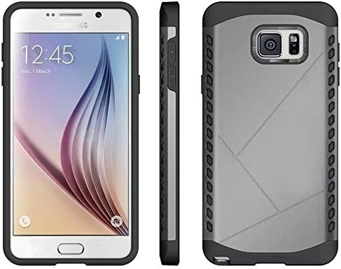 Note 5 Case, LECIINFO [Shield Armor] Dual Layer Hard PC Cover + Silicone Case Hybrid Defender Shockproof Protective Case for Samsung Galaxy Note 5- (Dark gray)