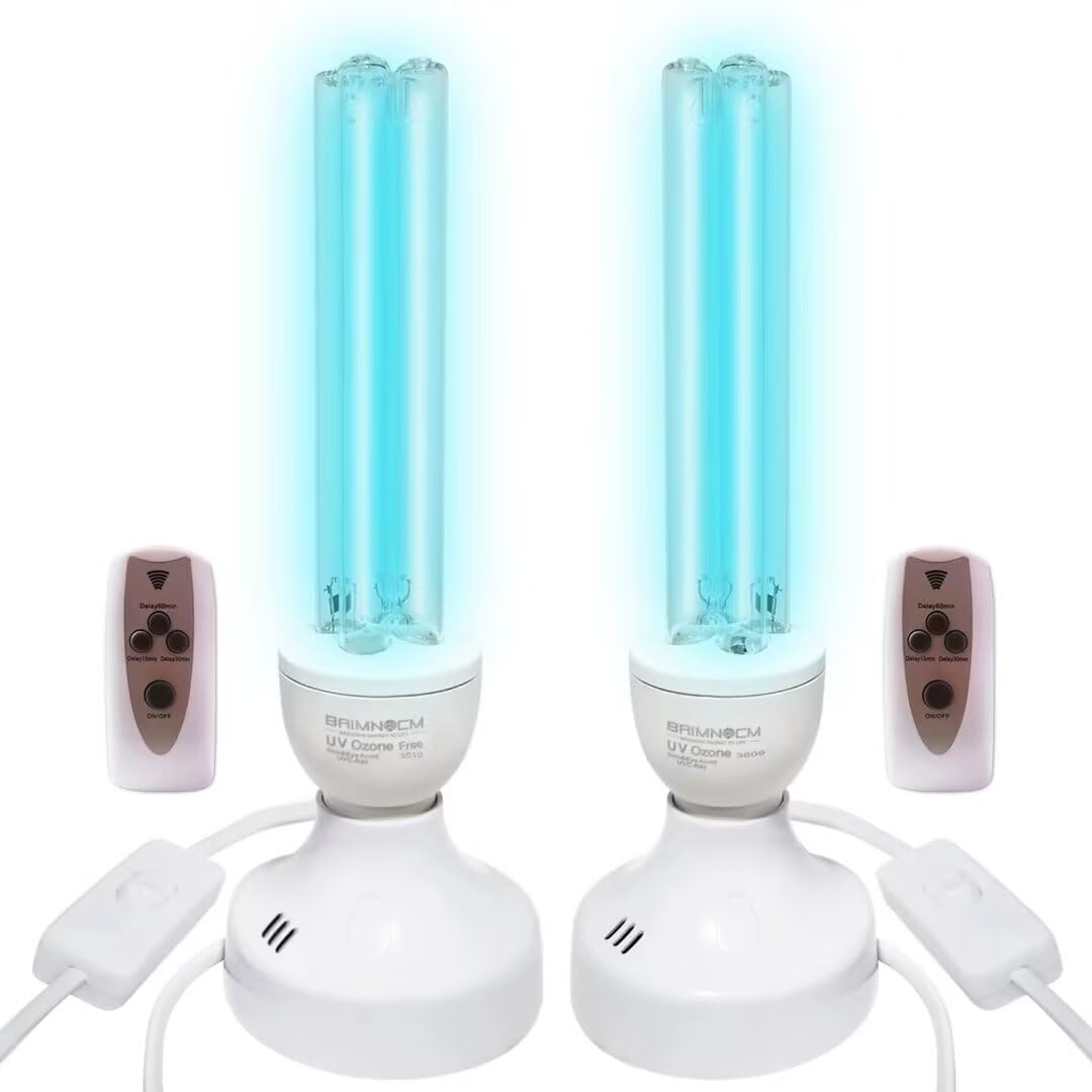 Photo 1 of **FOR PARTS ONLY** BAIMNOCM Total 50 Watt UV Light, UVC Lamp with E26 Base and Remote Control, UV Light Bulb for Basement/Bedroom/Kitchen 2 Count 25W