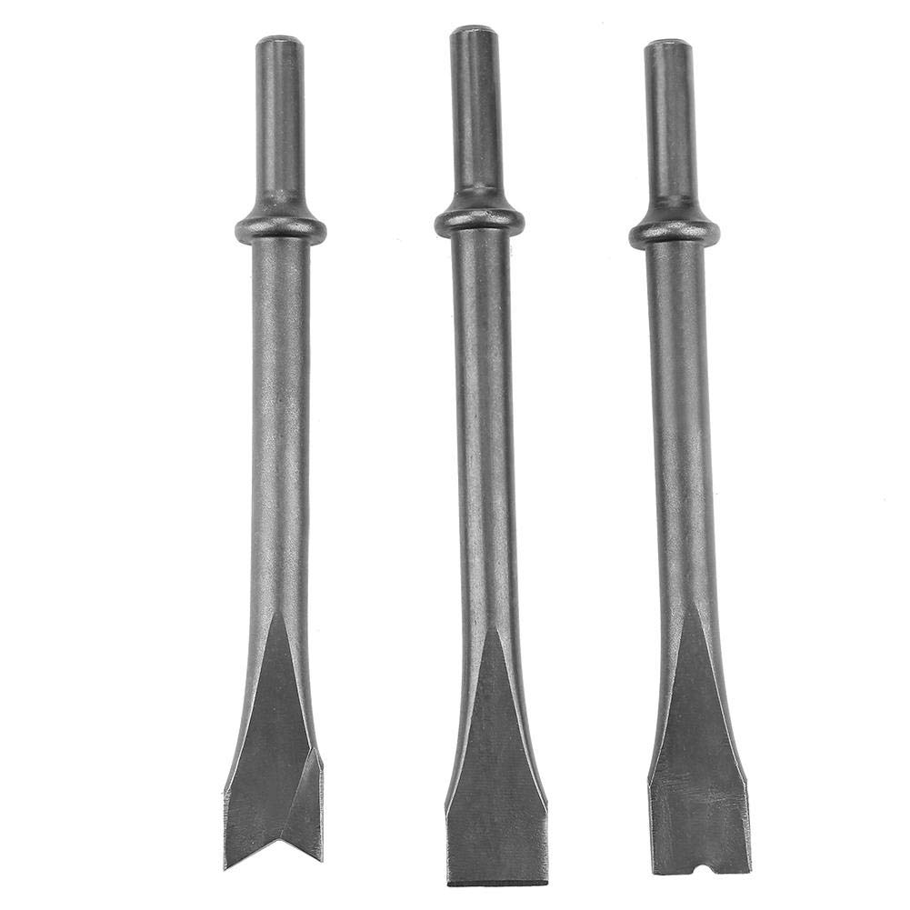 Pneumatic Chisel Air Hammer Sander Bit Set, 3PCS Air Hammer Chisel Set Extra Long Round Shank Chromium Molybdenum Steel Pneumatic Hammer Bit Set for Work On Car Body and for Mechanics