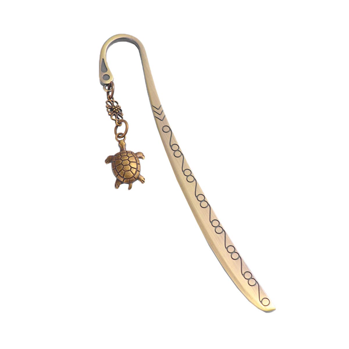 Anqitue Metal Bookmark with Animal Pendant Vintage Pattern Bookmark for Christmas (Little Turtle Pendant)