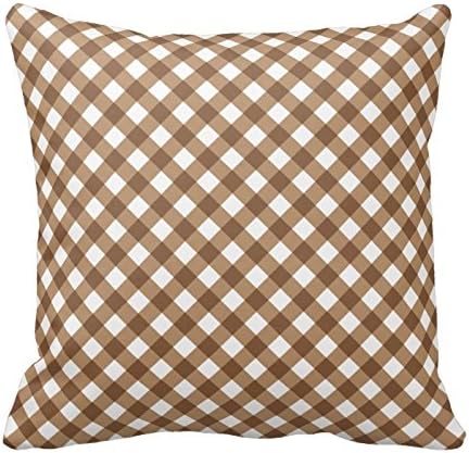 Amazon Com Brown Gingham Pattern Checkered Throw Pillow Square 18