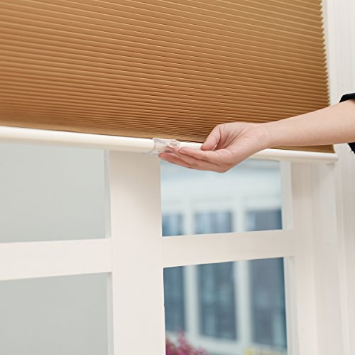 Honeycomb Blinds Cordless Light Filtering Single Cell Window Shades Blinds for Home Office 35 x 64 inch, Beige