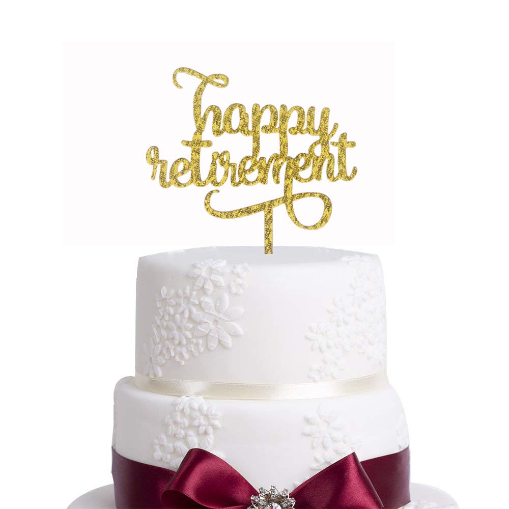 Gold Glitter Happy Retirement Cake Topper Retirement Party