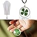 LUOEM Oval Pendant Flower Pressed Necklace Dried Leaves Clover Necklace for Women Girls