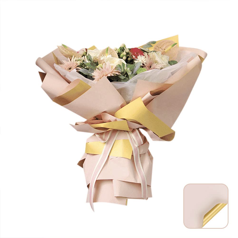 20 Sheets Double-Color Flower Wrapping Paper Waterproof Flower Packaging Paper 23''x23'' Gift Florist Bouquet Packaging Supplies Gift Decorative Handmade DIY Paper for Birthday Holiday Wedding