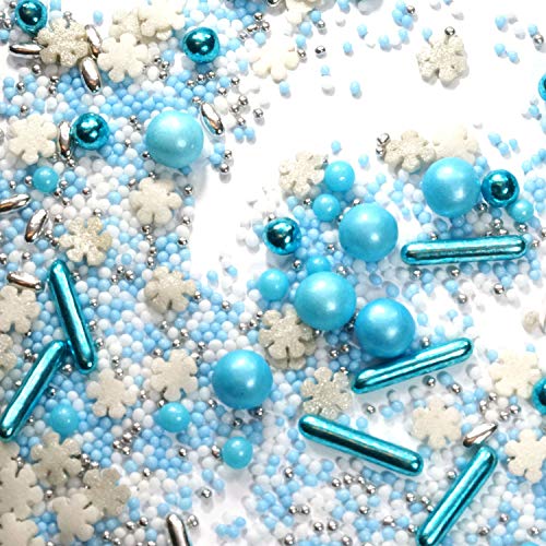 STREUSEL GLÃCK Streusel Eiszauber Mix blau weiss 90g Schneeflocken Sprinkles Zuckerstreusel perfekt für Plätzchen Torte Kuchen Cupcakes Muffins – Bild 5