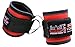 Grip Power Pads Best Ankle Straps for Cable Machines Double D-Ring Adjustable Neoprene Premium Cuffs to Enhance Legs, Abs & Glutes for Men & Women (Red, Pair)