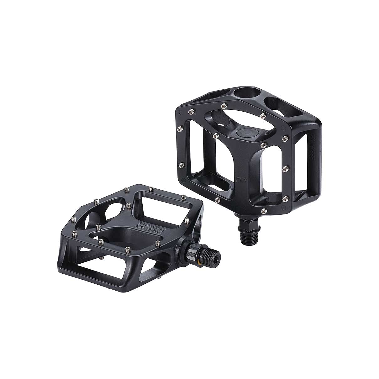 BBB Cycling MountainHigh | Flat Pedals for Mountainbike Mountain Bike with Replaceable Grip Pins | 9/16" | For Downhill And Freeriding I BPD-32, Black, 592g