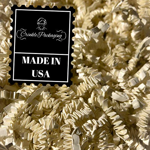 Crinkle Cut Paper Shred Filler for Packing and Filling Gift Baskets, Natural Craft Bedding in Brown Kraft Red Pink White Green Yellow Blue and White ... (2 LB, Ivory) - Thumbnail 5