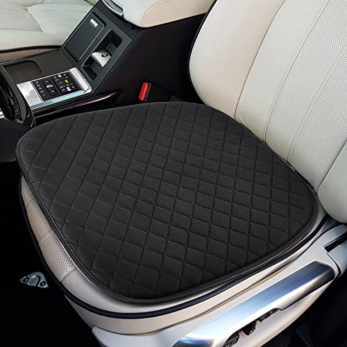 Tsumbay Car Memory Foam Seat Cushion, Unique Linen Rhombic Design Pressure Relief Cushion, Breathable Comfort Seat Protector with Non Slip Bottom for Home Office Chair, Wheelchair and More (Black)