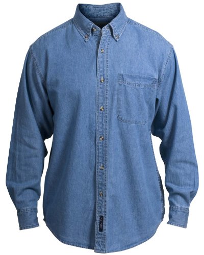 Port Authority Long Sleeve Denim Shirt M Faded Denim* - Image 3