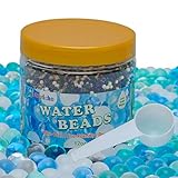 FansArriche Ocean Water Beads for Kids Tactile Sensory Experience, 12 Oz Blue Sensory Beads with Counting Spoon