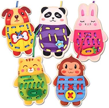 Vivir Wooden String Threading Lacing Early Educational Toy for Kids