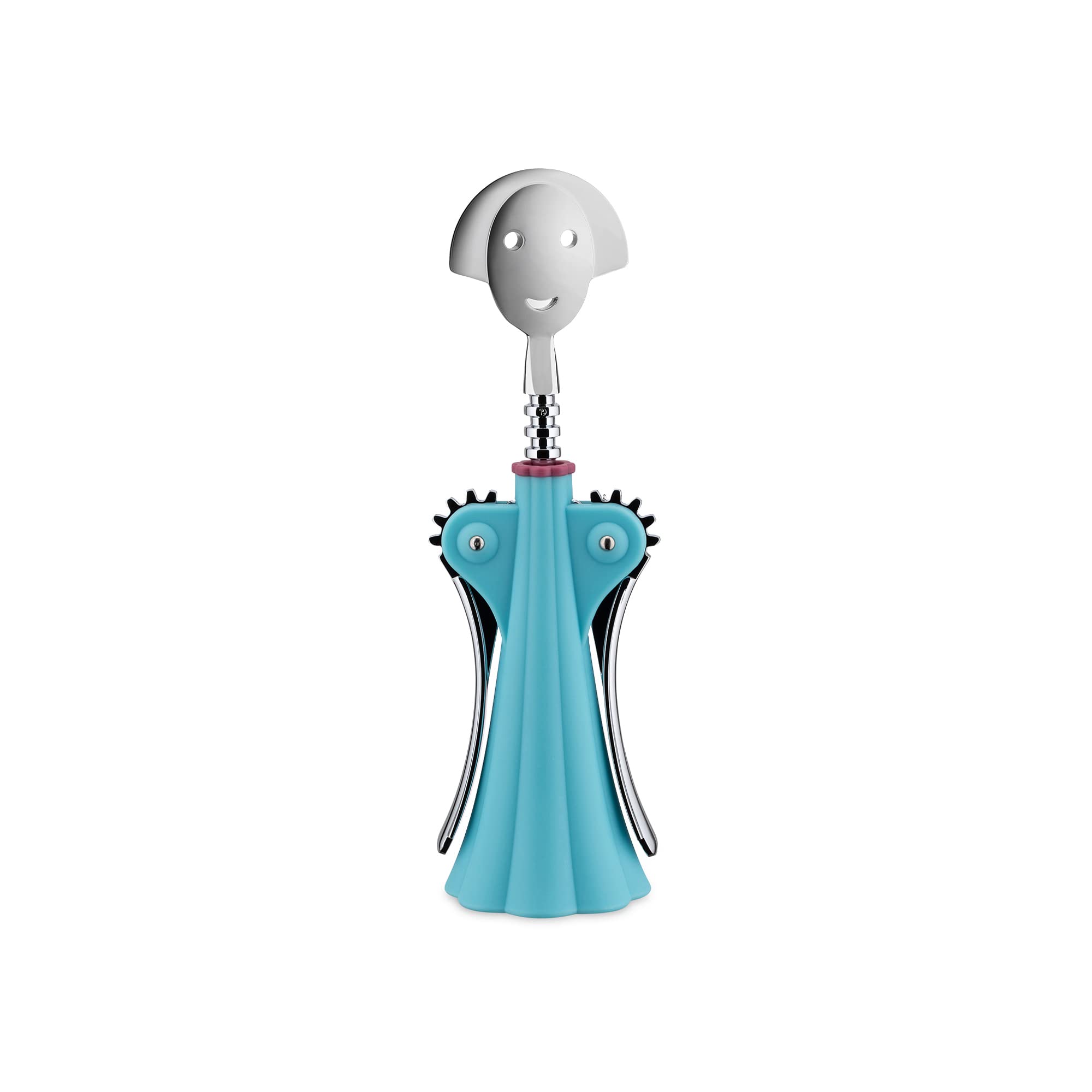 Alessi Anna G. AAM01 AZ - Design Corkscrew in Thermoplastic Resinand Chromium-Plated Zamak, Light Blue